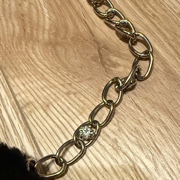 Kate Laundry Elegant Black Fuzzy sparkly Chain Strap Women's Bag - Picture 3 of 10